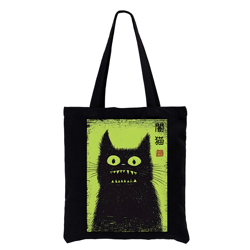 Tokyo-Tiger Spooky Black Cat Japanese Tote Bag