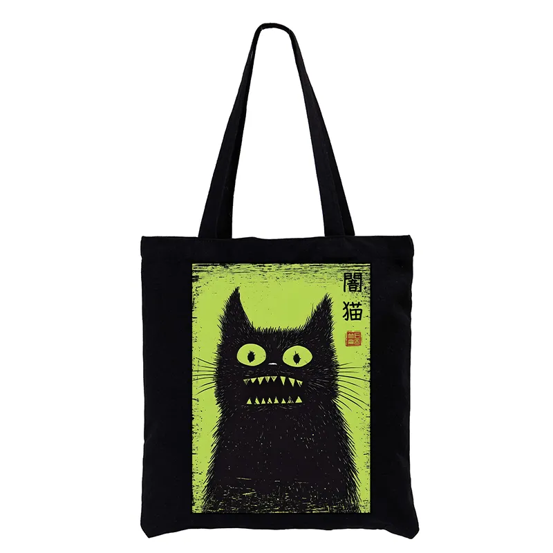 Tokyo-Tiger Spooky Black Cat Japanese Tote Bag Sale