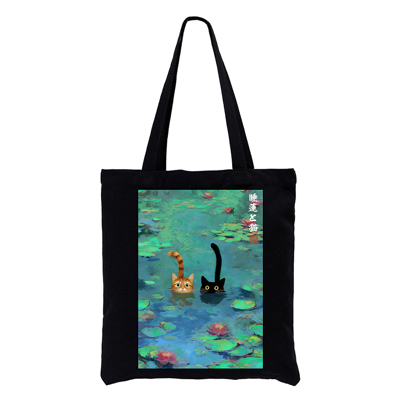 Tokyo-Tiger Funny Cats Swimming In Lilies Tote Bag