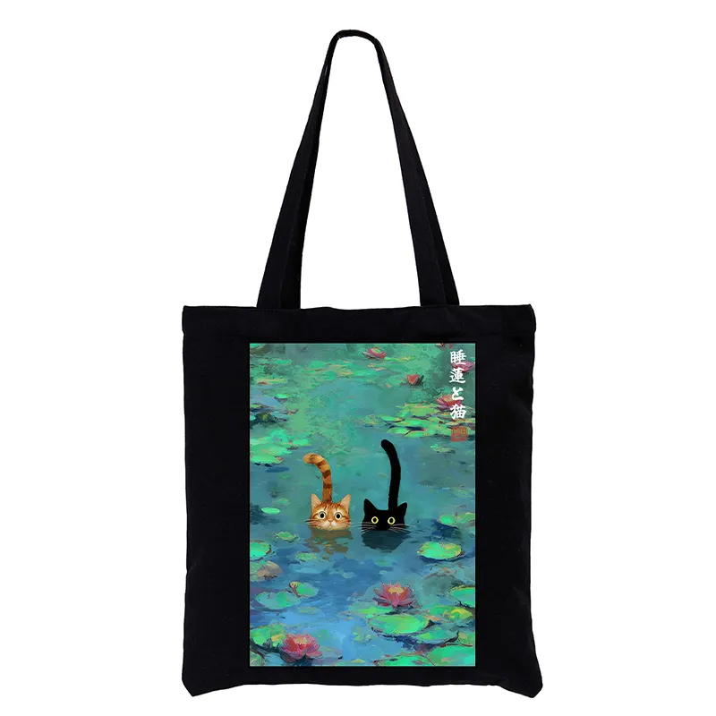 Tokyo-Tiger Funny Cats Swimming In Lilies Tote Bag