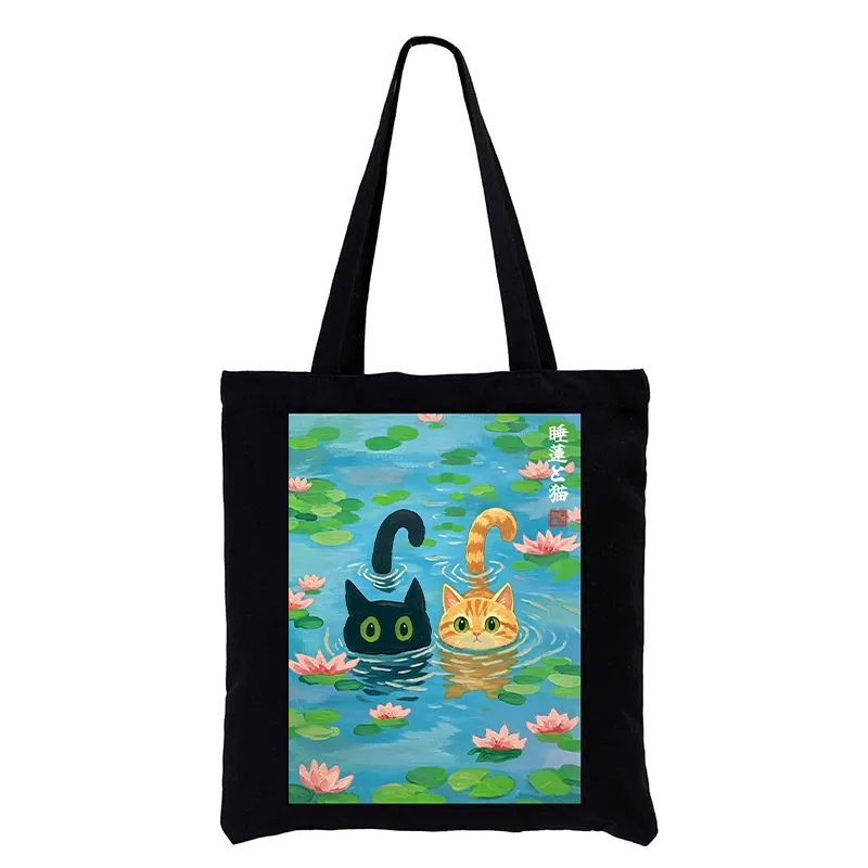 Tokyo-Tiger Cats In The Lotus Pond Tote Bag