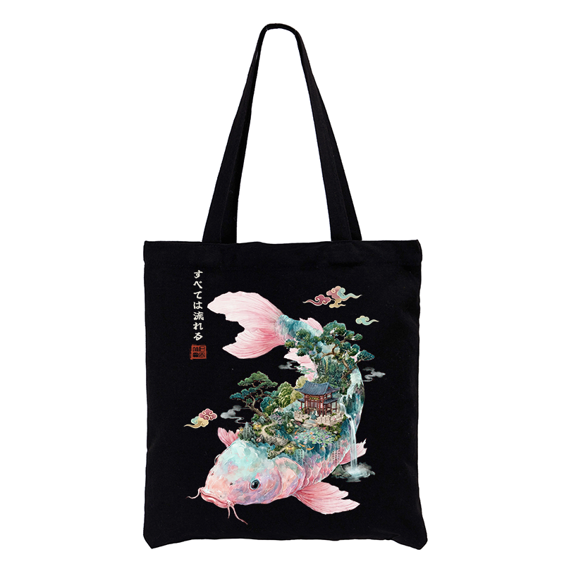 Tokyo-Tiger Journey Of The Flowing Koi Tote Bag