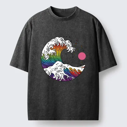 Tokyo-Tiger Rainbow Waves Washed T-Shirt