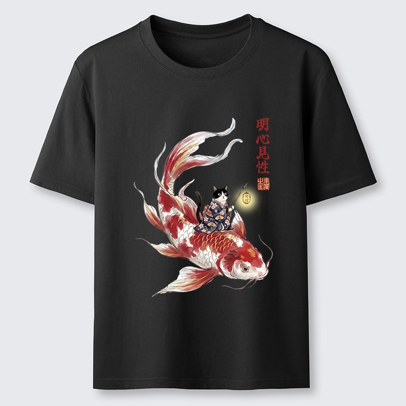 Tokyo-Tiger Cute Kimono Cat On Koi Fish Classic T-Shirt