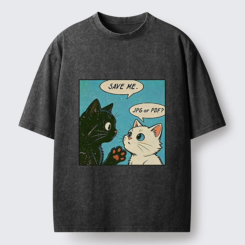 Tokyo-Tiger Black White Cat Office Meme Washed T-Shirt