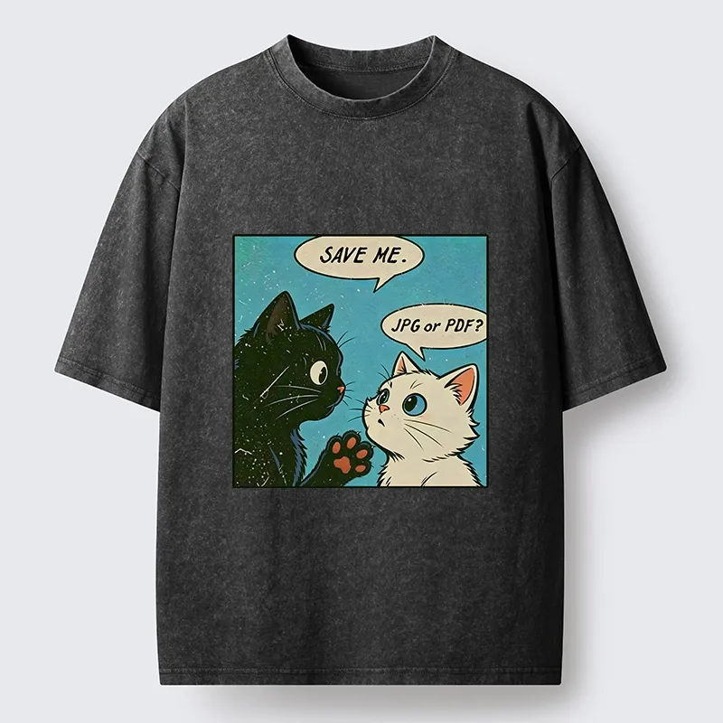 Tokyo-Tiger Black White Cat Office Meme Washed T-Shirt Sale