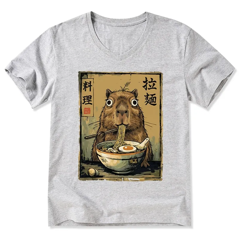 Tokyo-Tiger Cute Capybara Eating Ramen V-Neck Classic T-Shirt