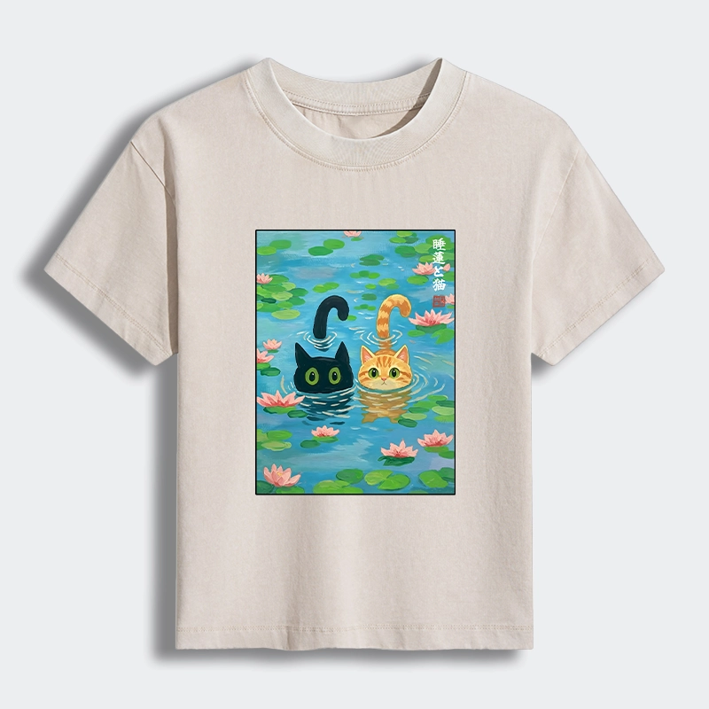 Tokyo-Tiger Cats In The Lotus Pond Women's Washed T-shirt