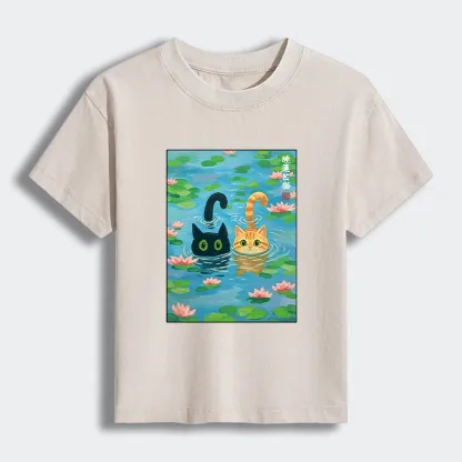 Tokyo-Tiger Cats In The Lotus Pond Women's Washed T-shirt