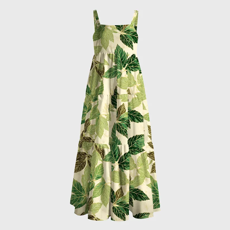 Tokyo-Tiger Green Leaf Escape Maxi Dress