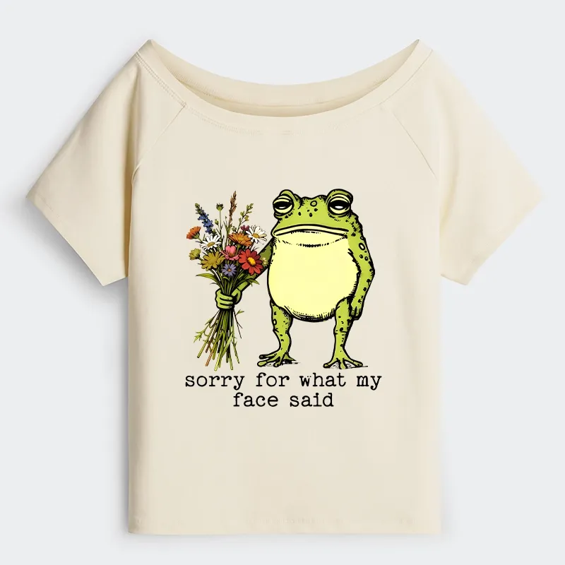 Tokyo-Tiger Frog Sorry Mode Activated Off Shoulder T-Shirt