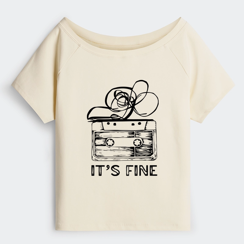 Tokyo-Tiger Cassette Fine Meme Off Shoulder T-Shirt