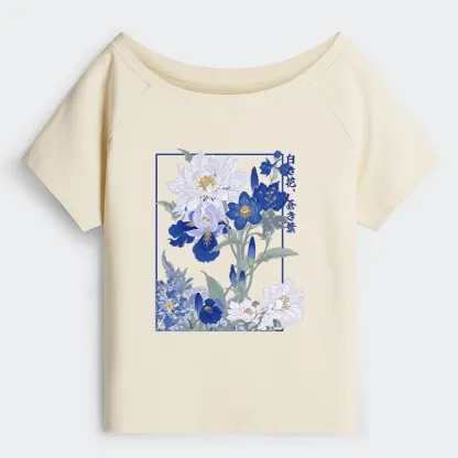 Tokyo-Tiger Blossoms Of The Firmament Off Shoulder T-Shirt