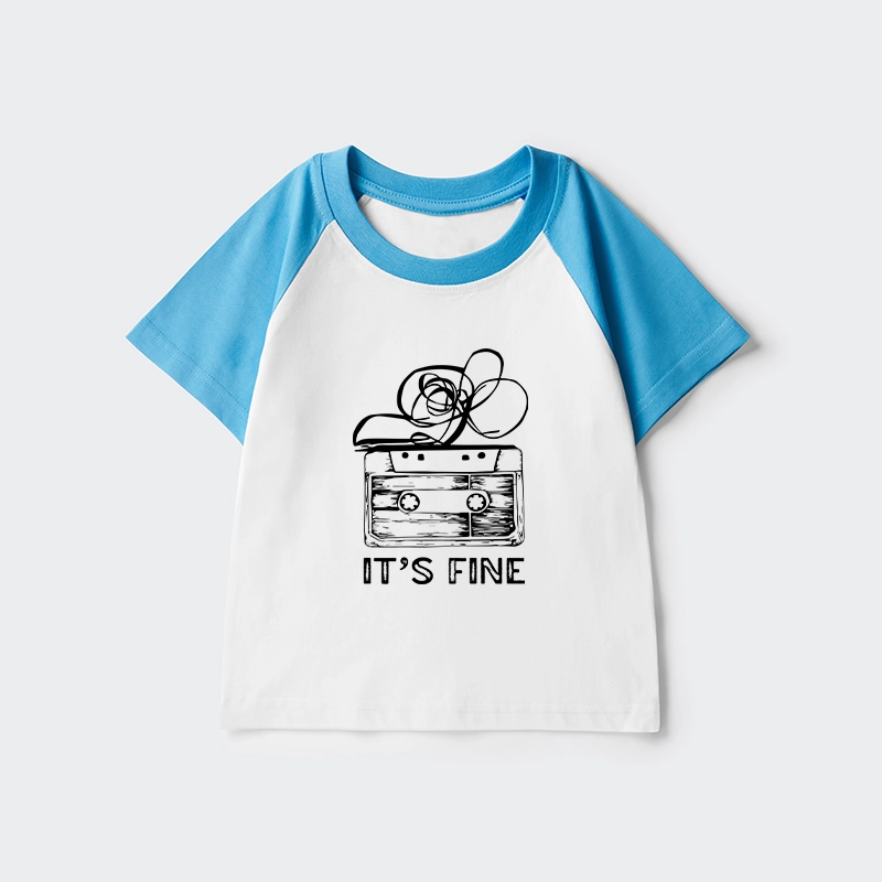 Tokyo-Tiger Cassette Fine Meme Kids Raglan T-shirt