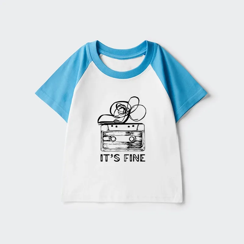 Tokyo-Tiger Cassette Fine Meme Kids Raglan T-shirt