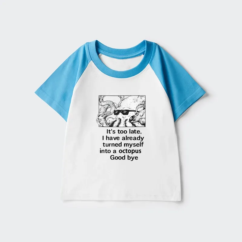 Tokyo-Tiger Octopus Meme I Disappeared Completely Kids Raglan T-shirt