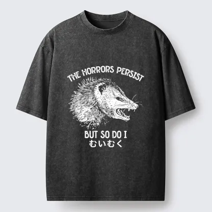 Tokyo-Tiger Raccoon Dark Humor Quote Washed T-Shirt