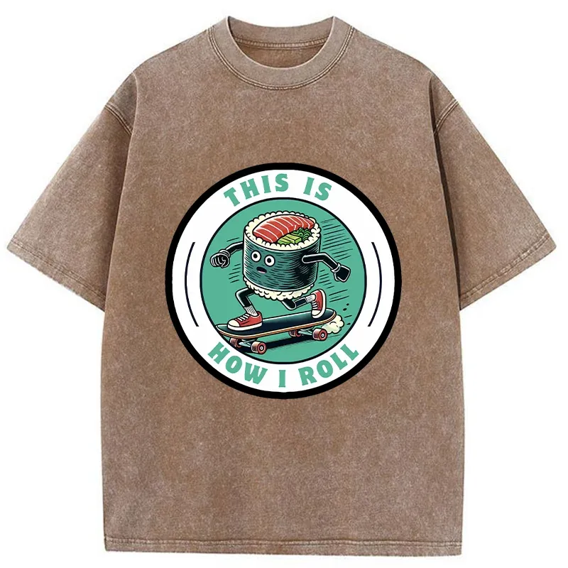 Tokyo-Tiger Sushi Skateboard Washed T-Shirt