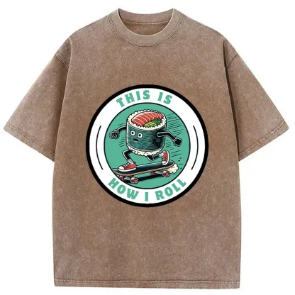 Tokyo-Tiger Sushi Skateboard Washed T-Shirt
