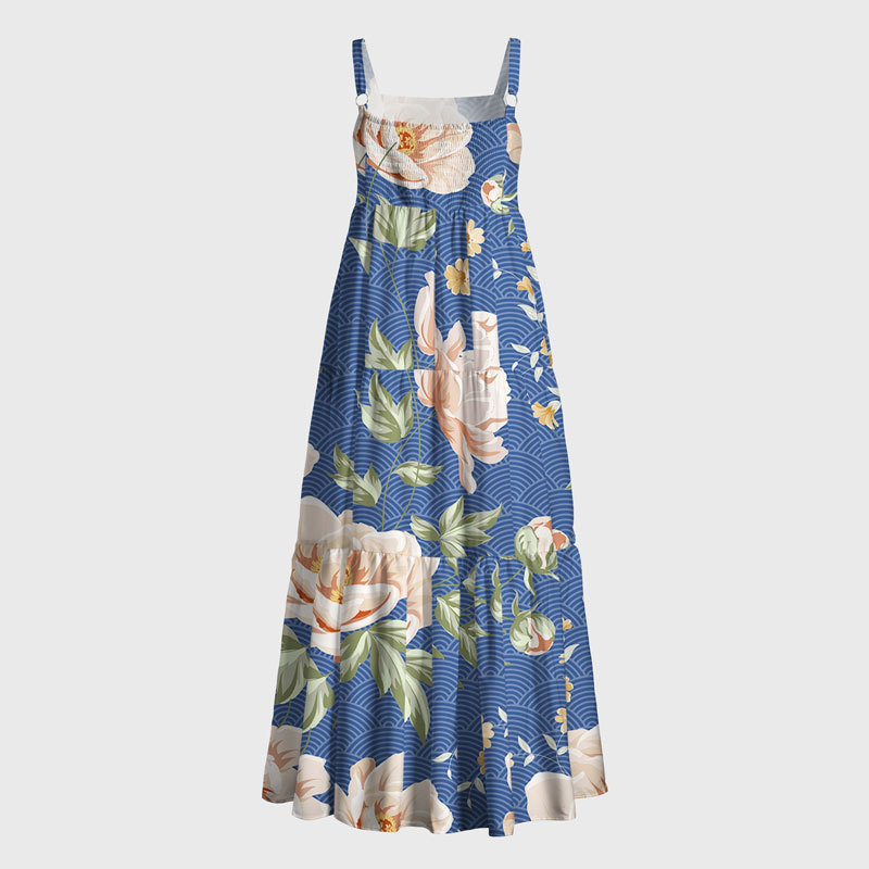 Tokyo-Tiger Flowers In The Waves Maxi Dress