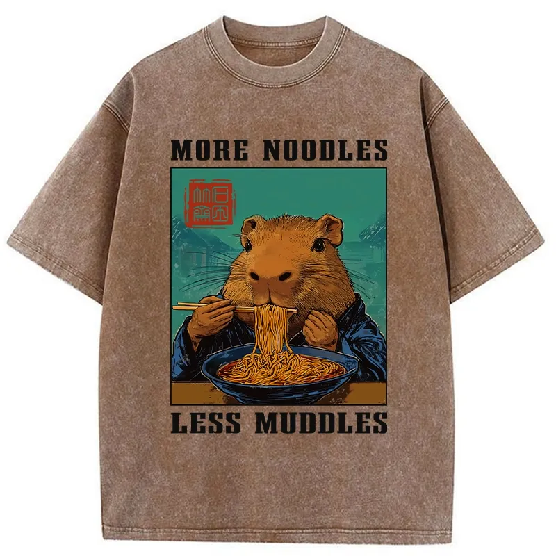 Tokyo-Tiger More Noodles Less Muddles Washed T-Shirt