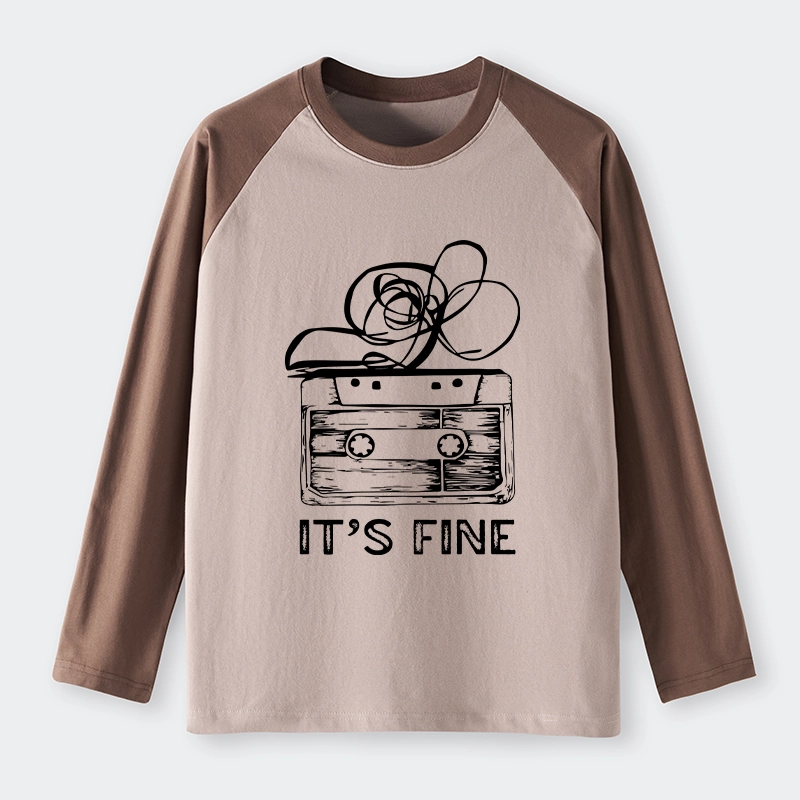 Tokyo-Tiger Cassette Fine Meme Raglan Long Sleeve T-shirt