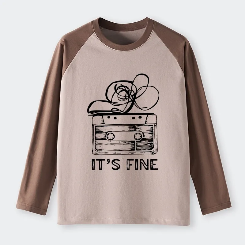 Tokyo-Tiger Cassette Fine Meme Raglan Long Sleeve T-shirt