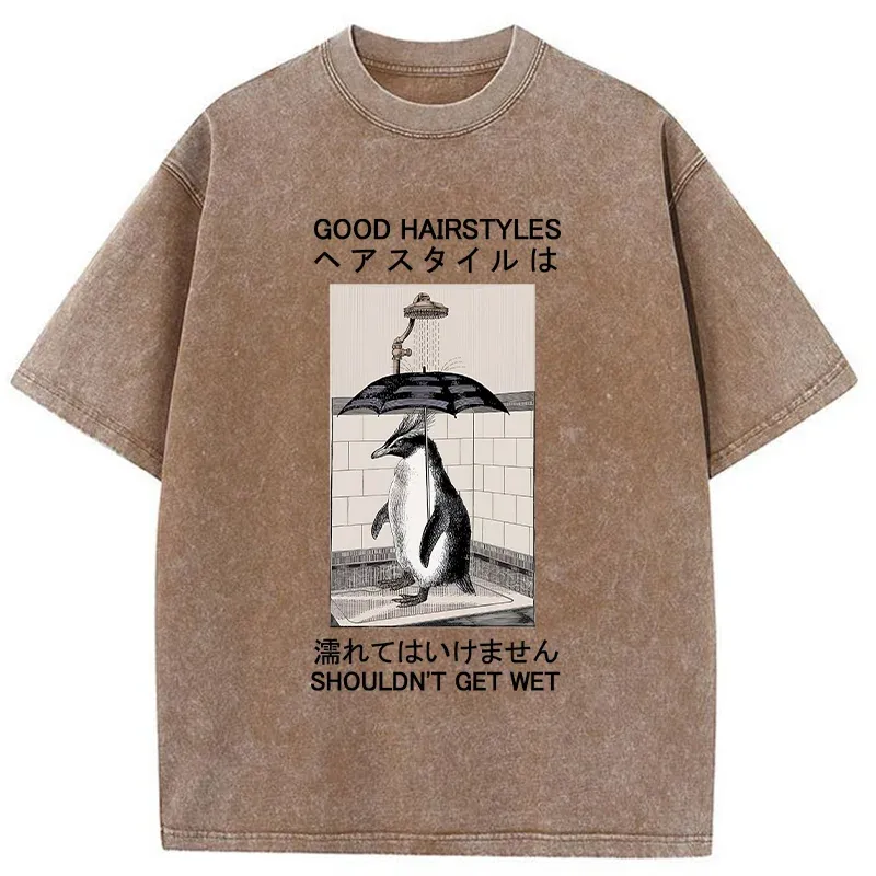 Tokyo-Tiger Keep It Stylish Penguin Washed T-Shirt