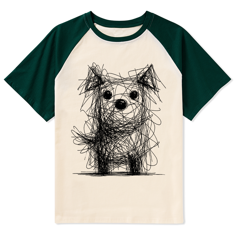 Tokyo-Tiger Scruffy Dog Chaos Art Raglan T-shirt