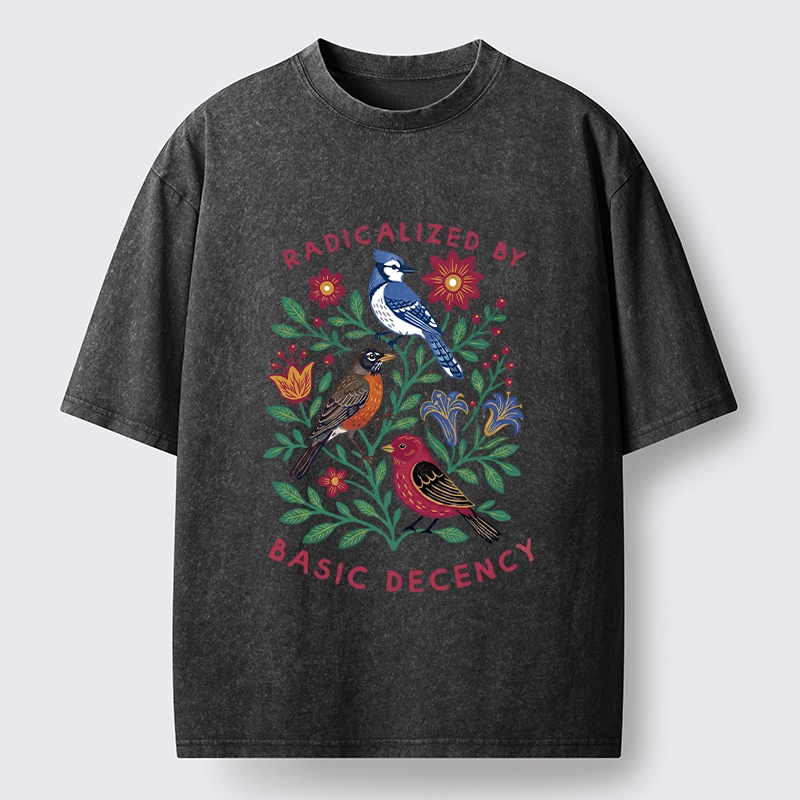 Tokyo-Tiger Birds Love Basic Decency Washed T-Shirt