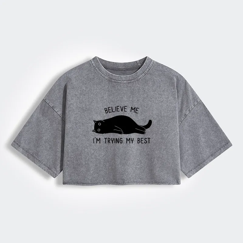 Tokyo-Tiger When Life Is Hard Nap First Women's Washed Crop T-Shirt