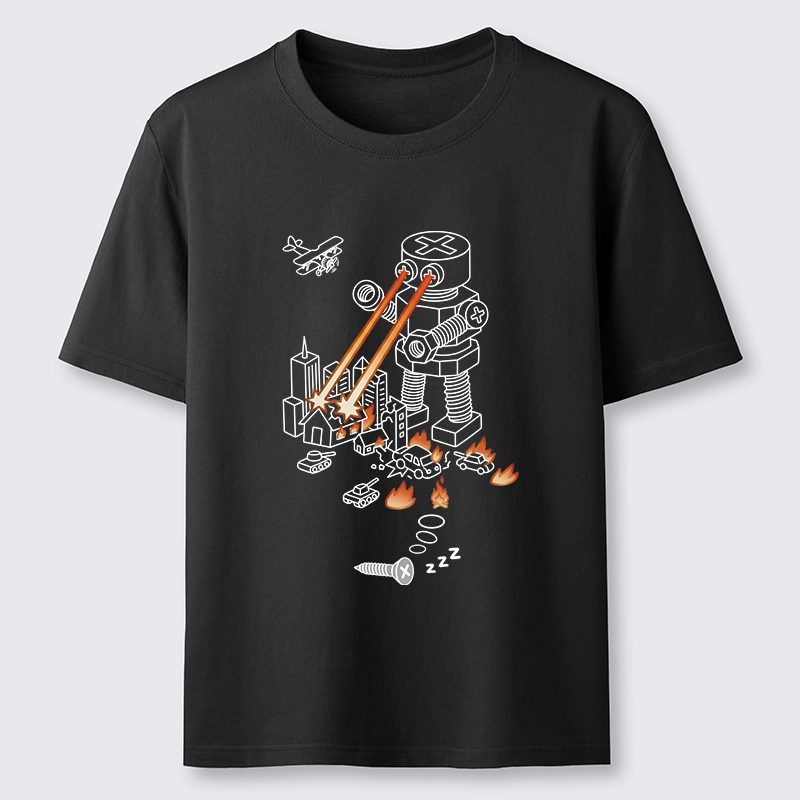 Tokyo-Tiger Funny Screw Robot Destroying City Classic T-Shirt