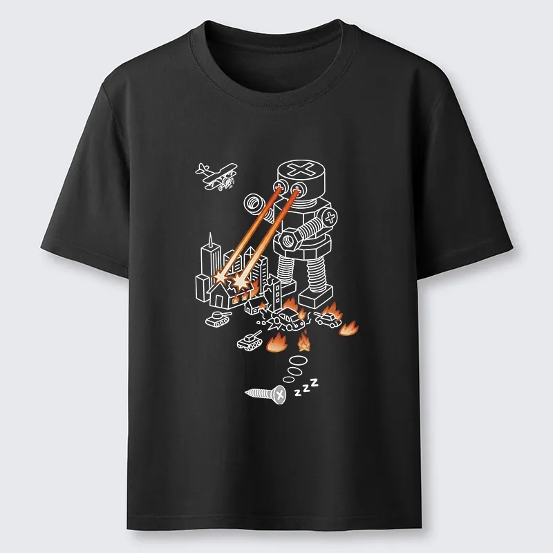 Tokyo-Tiger Funny Screw Robot Destroying City Classic T-Shirt