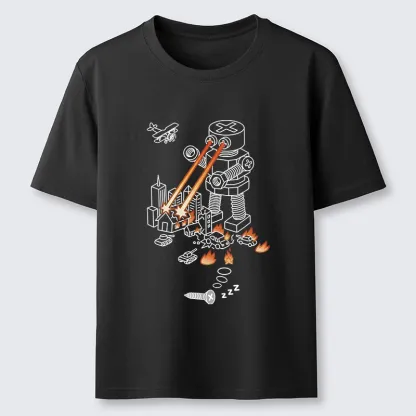 Tokyo-Tiger Funny Screw Robot Destroying City Classic T-Shirt