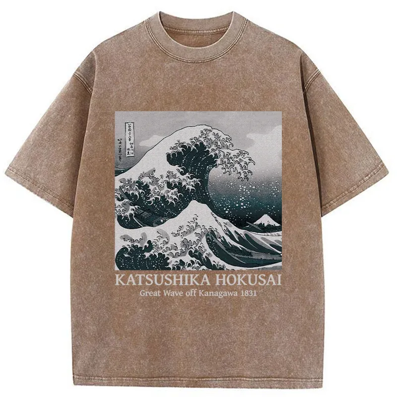 Tokyo-Tiger Ukiyoe Classic Waves Washed T-Shirt