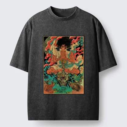 Tokyo-Tiger Classic Japanese Oni Painting Washed T-Shirt