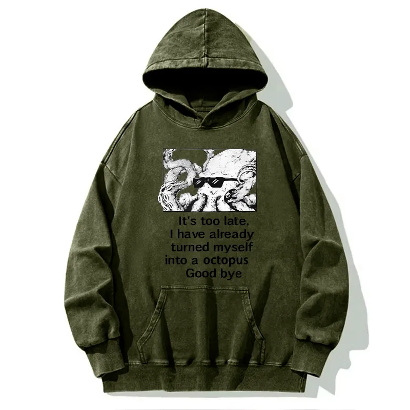 Tokyo-Tiger Octopus Meme I Disappeared Completely Washed Hoodie