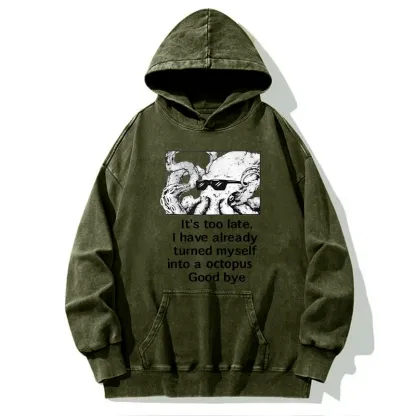 Tokyo-Tiger Octopus Meme I Disappeared Completely Washed Hoodie