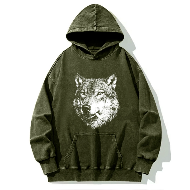 Tokyo-Tiger Cool Wolf Meme Bad Decisions Pending Washed Hoodie