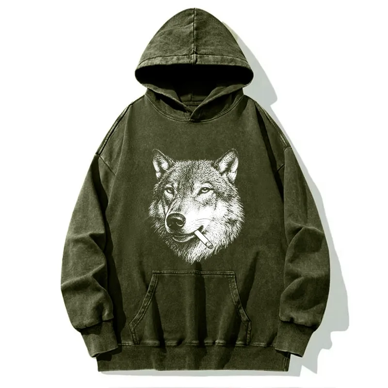 Tokyo-Tiger Cool Wolf Meme Bad Decisions Pending Washed Hoodie