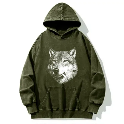 Tokyo-Tiger Cool Wolf Meme Bad Decisions Pending Washed Hoodie