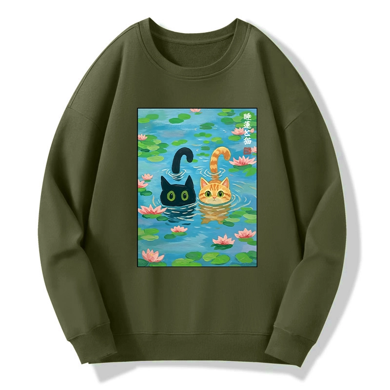 Tokyo-Tiger Cats In The Lotus Pond Classic Sweatshirt