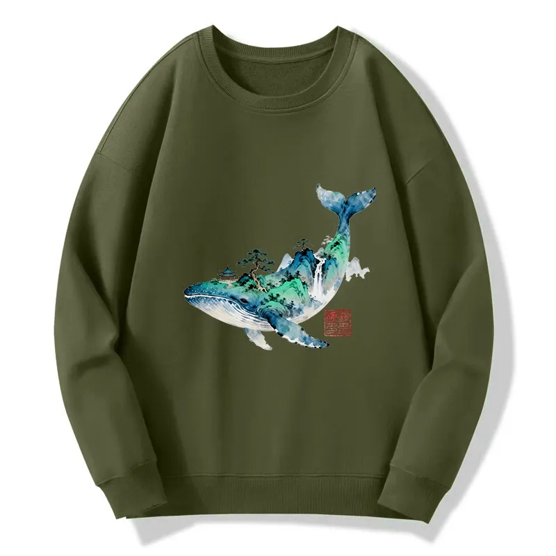 Tokyo-Tiger Whale Ink Painting Landscape Classic Sweatshirt