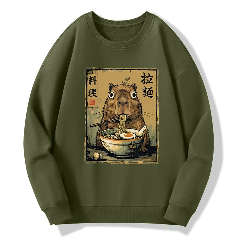 Tokyo-Tiger Cute Capybara Eating Ramen Classic Sweatshirt
