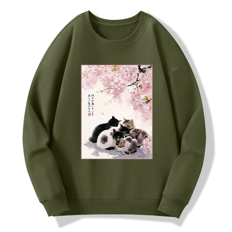 Tokyo-Tiger Cute Cats Sakura Garden Classic Sweatshirt