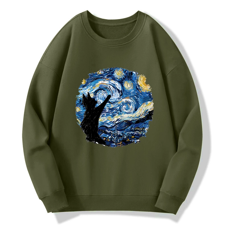 Tokyo-Tiger Starry Night Black Cat Classic Sweatshirt