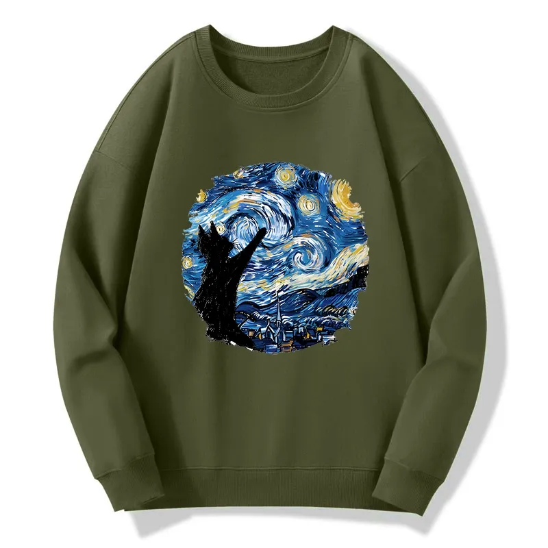 Tokyo-Tiger Starry Night Black Cat Classic Sweatshirt