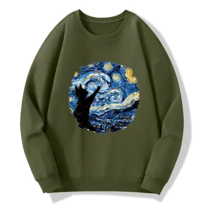 Tokyo-Tiger Starry Night Black Cat Classic Sweatshirt