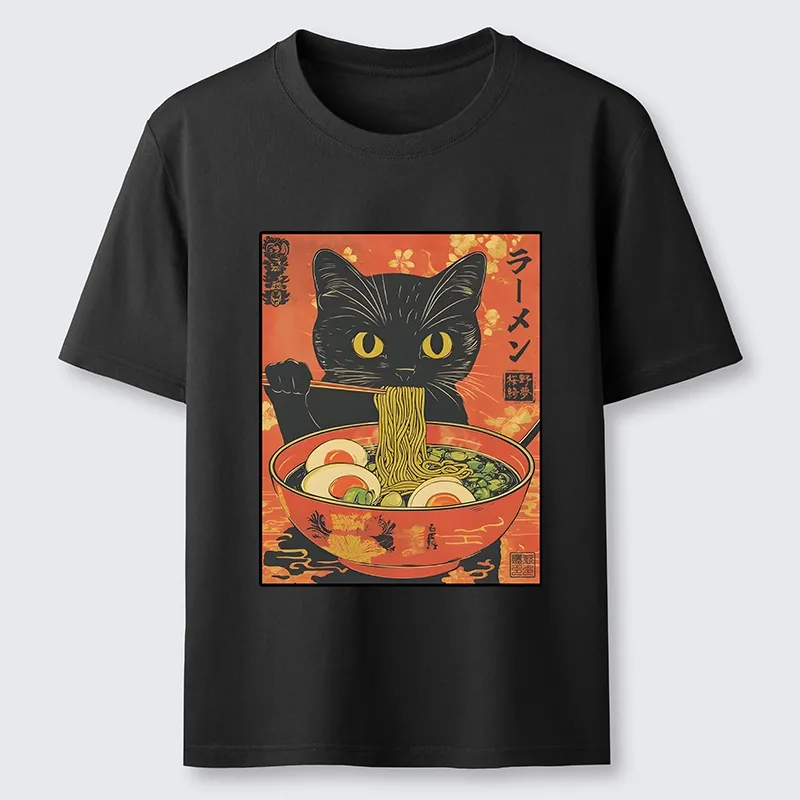 Tokyo-Tiger Hungry Black Cat Loves Ramen Classic T-Shirt Sale