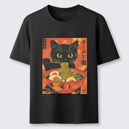 Tokyo-Tiger Hungry Black Cat Loves Ramen Classic T-Shirt